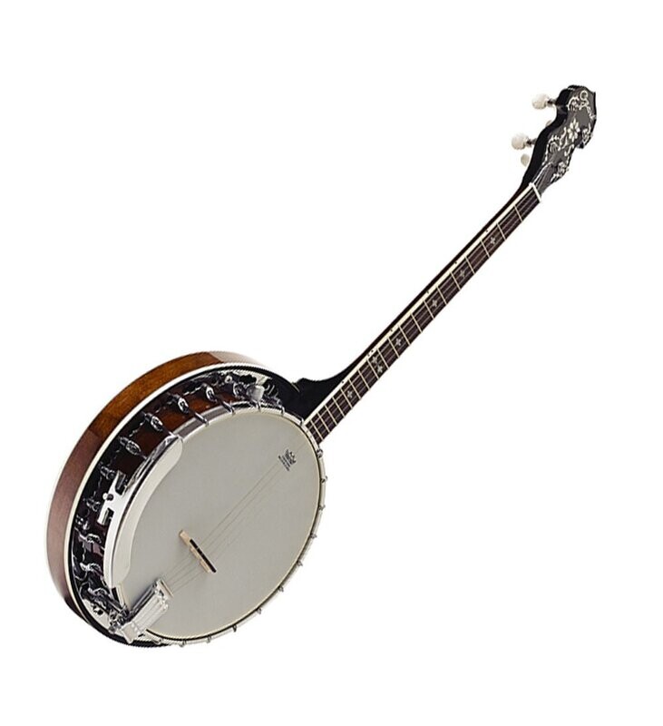 Banjo Tenor Electric Rolled Brass tone ring Remo head Gig Bag  by Ozark