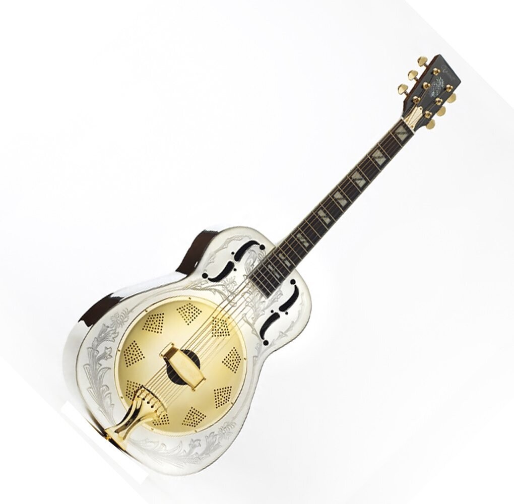 Resonator Guitar Solid Brass Nickel Plated body Decorative Engraving by Ozark