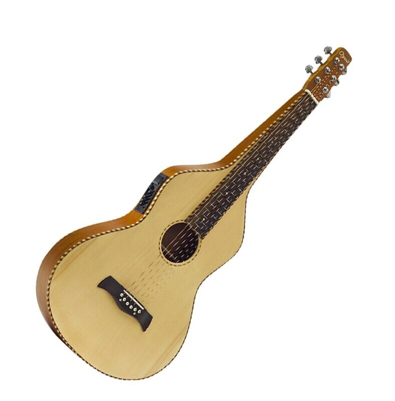 Hawaiian Guitar W model Solid Spruce Top Rope Binding Fitted Hard Case by Ozark