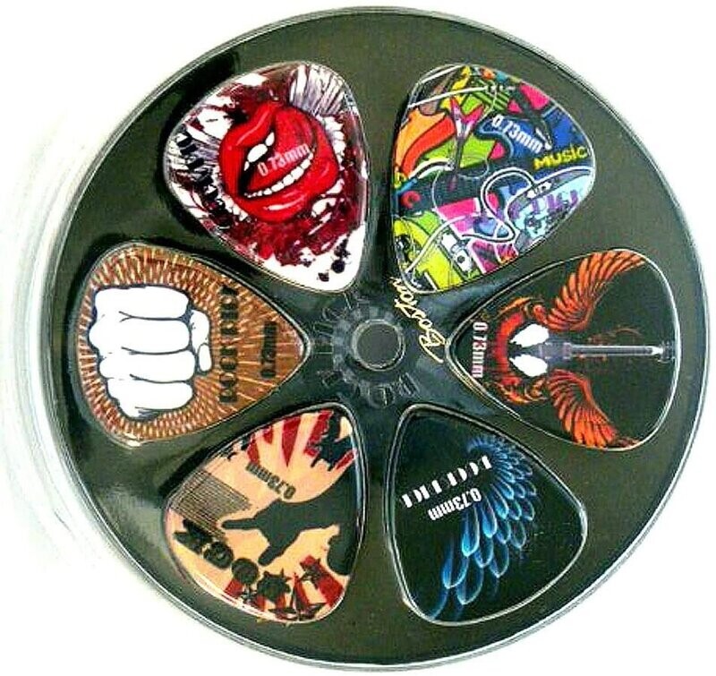 GUITAR PICK PACK 6 ROCK IMAGE PLECTRUMS MEDIUM GAUGE