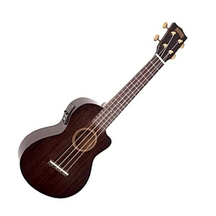 Mahalo Hano Ukulele Concert Electro Nickel frets Black Finish with Gig Bag