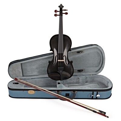 Harlequin Violin Outfit Black 4/4 Size with Lightweight Case P&H fibreglass bow