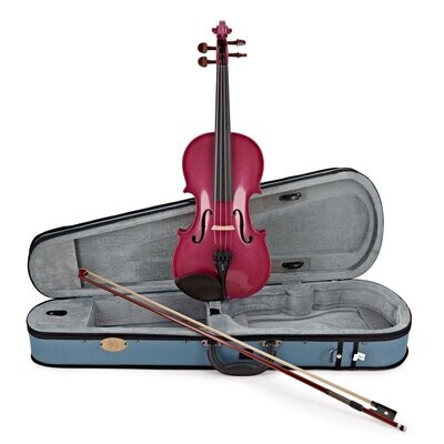 Harlequin Violin Outfit Pink 4/4 Size Lightweight Case P&H fibreglass bow