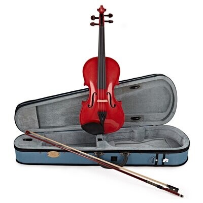 Harlequin Violin Outfit Red 4/4 Size Lightweight Case P&H fibreglass bow