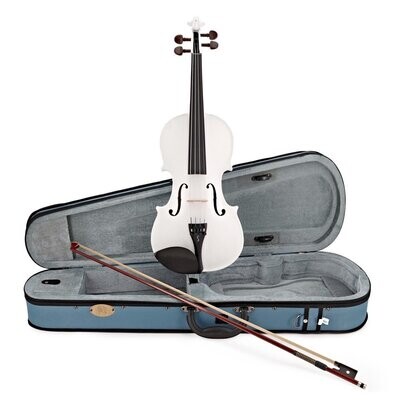 Harlequin Violin Outfit White 4/4 Size Lightweight Case P&H fibreglass bow
