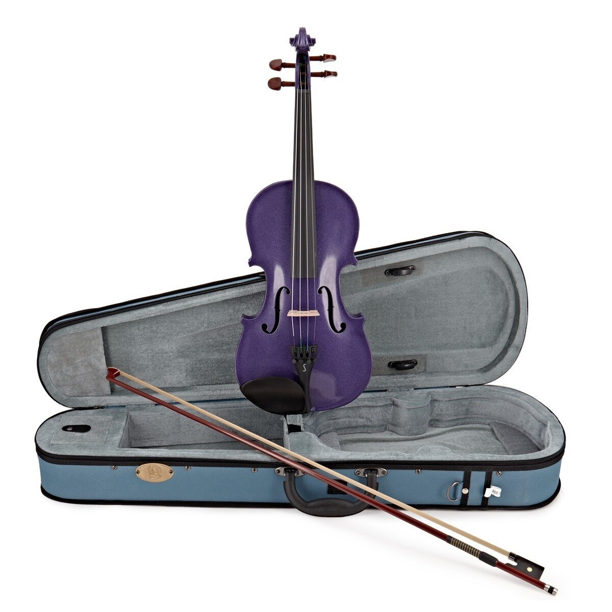Harlequin Violin Outfit 1/2 Size in Purple Lightweight case P&H fibreglass bow