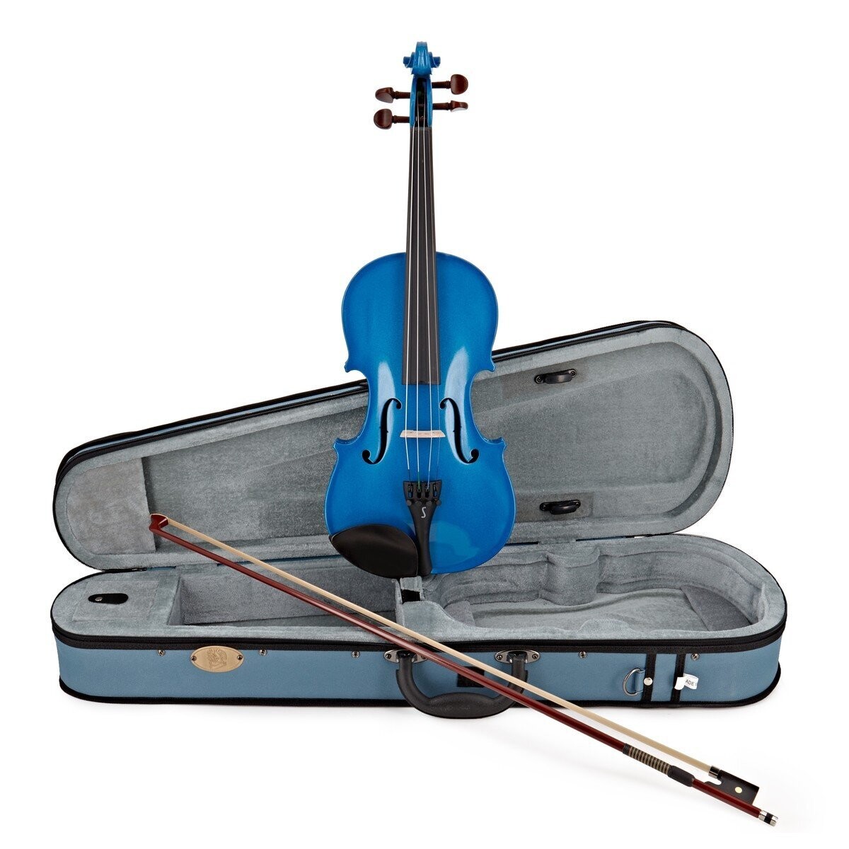 Harlequin Violin Outfit 1/4 Size in Blue Lightweight case P&H fibreglass bow