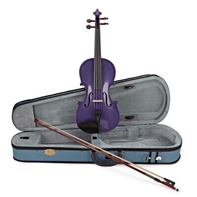 Harlequin Violin Outfit 1/4 Size in Purple Lightweight case P&H fibreglass bow