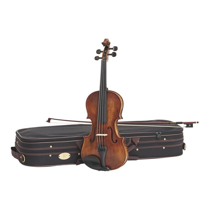 Stentor Verona Violin Outfit 4/4 Size Silver mounted Bow Carved Maple neck