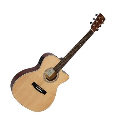 Electro Acoustic Guitar Small Body Cutaway Matt Natural Finish SX Model 3553CE