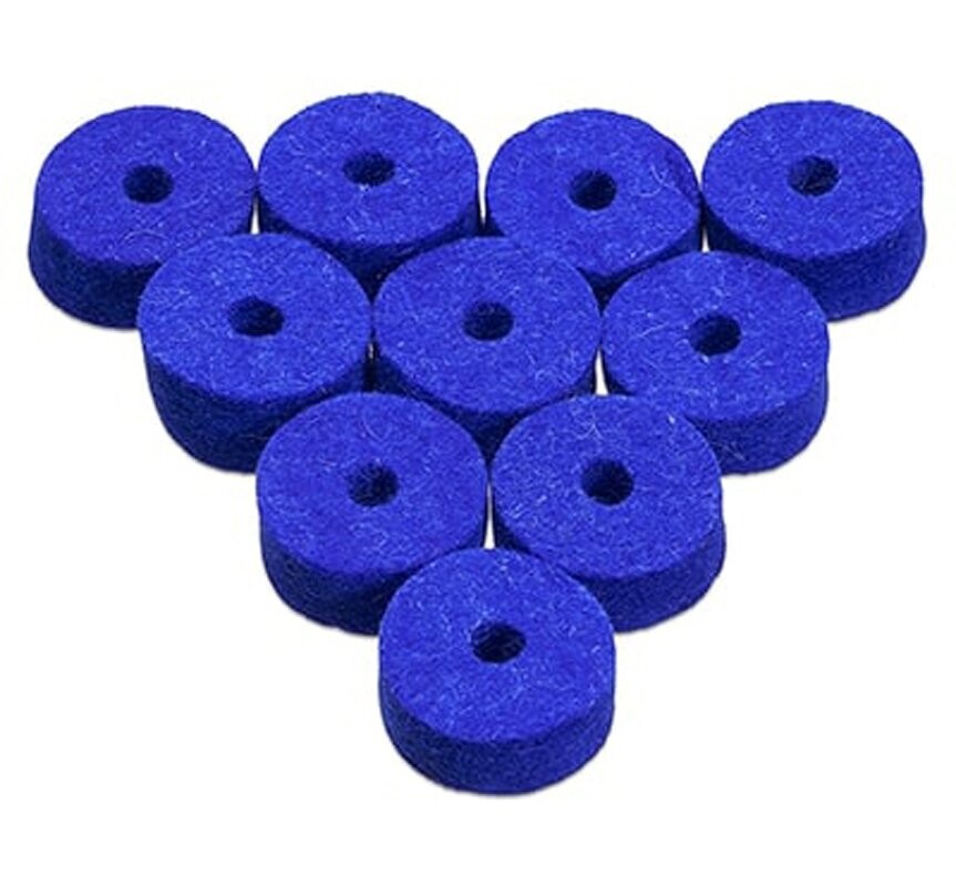 Ahead Blue Wool Cymbal Felts 10 Pack 1.5 x 0.5″