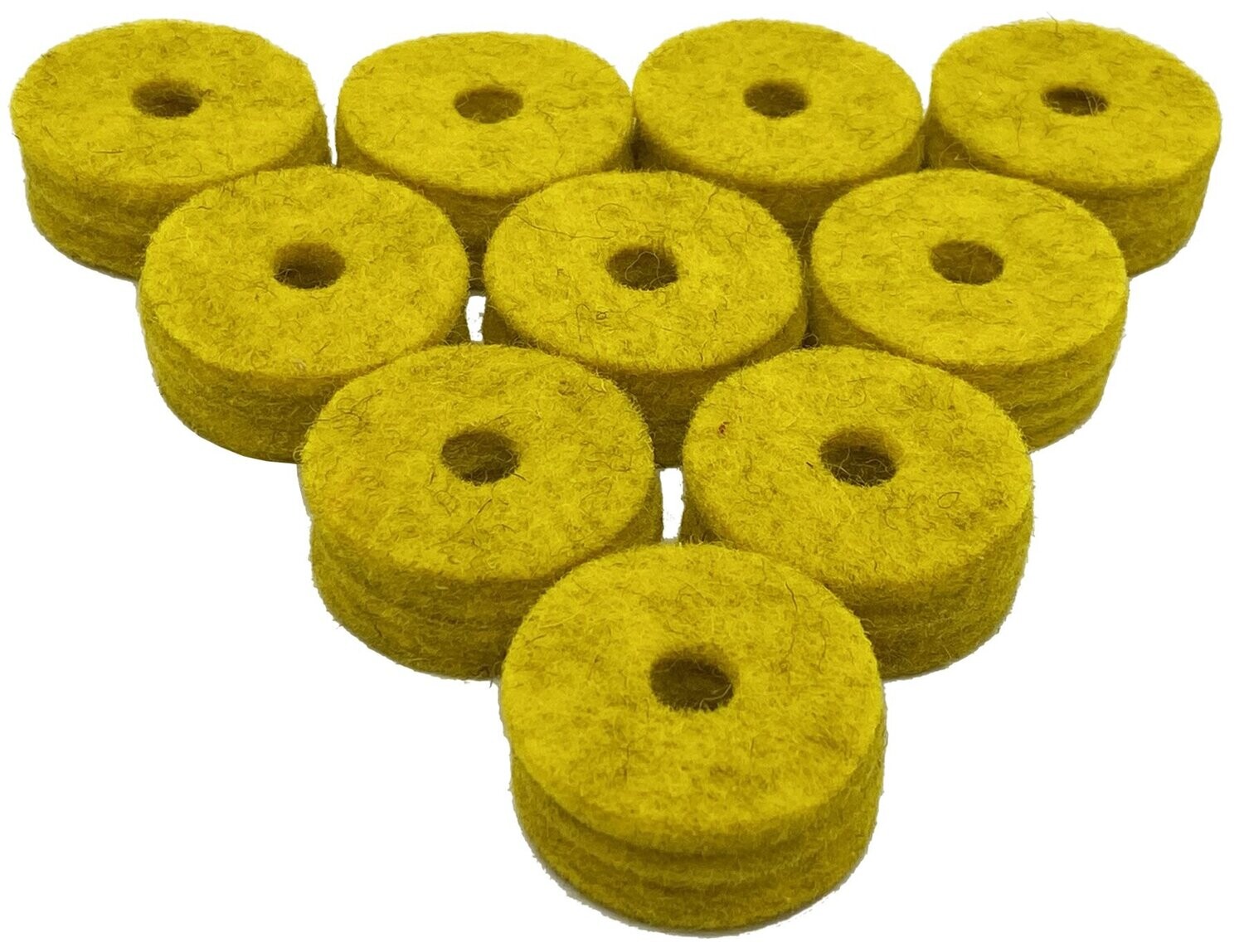 Yellow Wool Cymbal Felts 10 Pack 1.5 x 0.5″ by Ahead