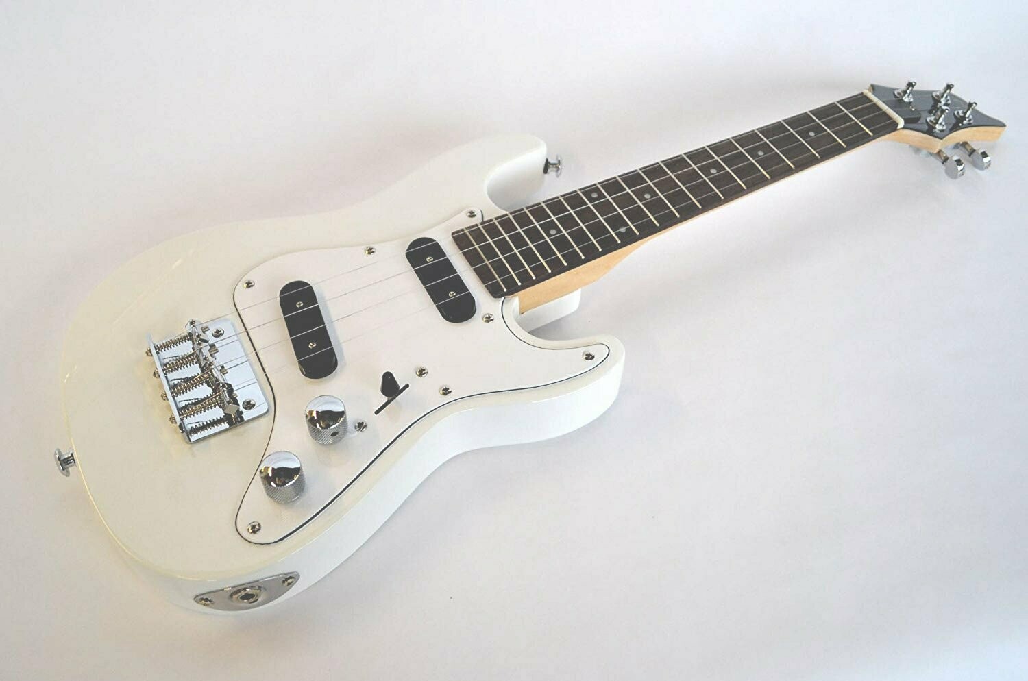 B-Stock TENOR UKULELE ELECTRIC STEEL STRINGS SC GUITAR STYLE SHAPE IN WHITE BY CLEARWATER - new batch