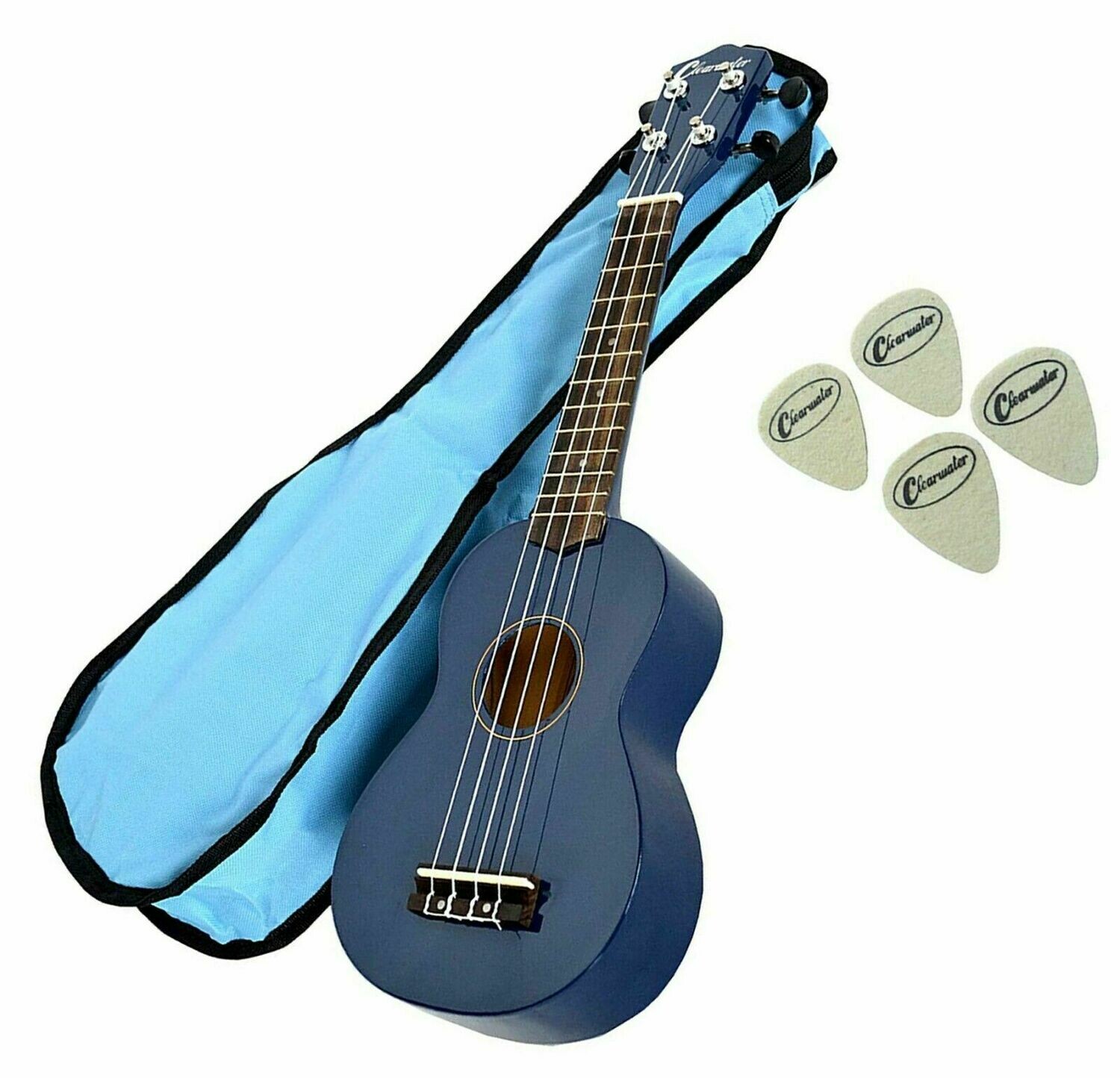 B-Stock Soprano Beginners Ukulele 21 B-Stock Soprano Beginners Ukulele 21" - Free Gig Bag & 4 Felt Picks. In Blue by Clearwater