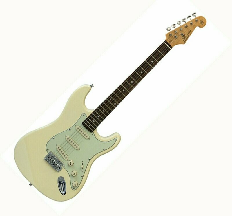 Electric Guitar SC Style Stunning Vintage White solid body with Gig Bag by SX Electric Guitar SC Style Stunning Vintage White solid body with Gig Bag by SX