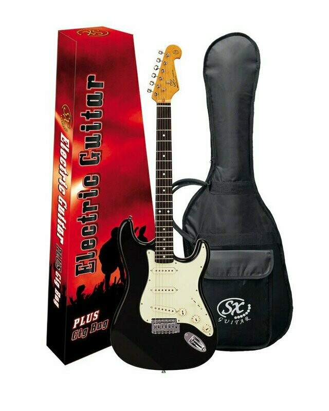 Electric Guitar SC Style Black finish solid body with Gig Bag by SX Electric Guitar SC Style Black finish solid body with Gig Bag by SX