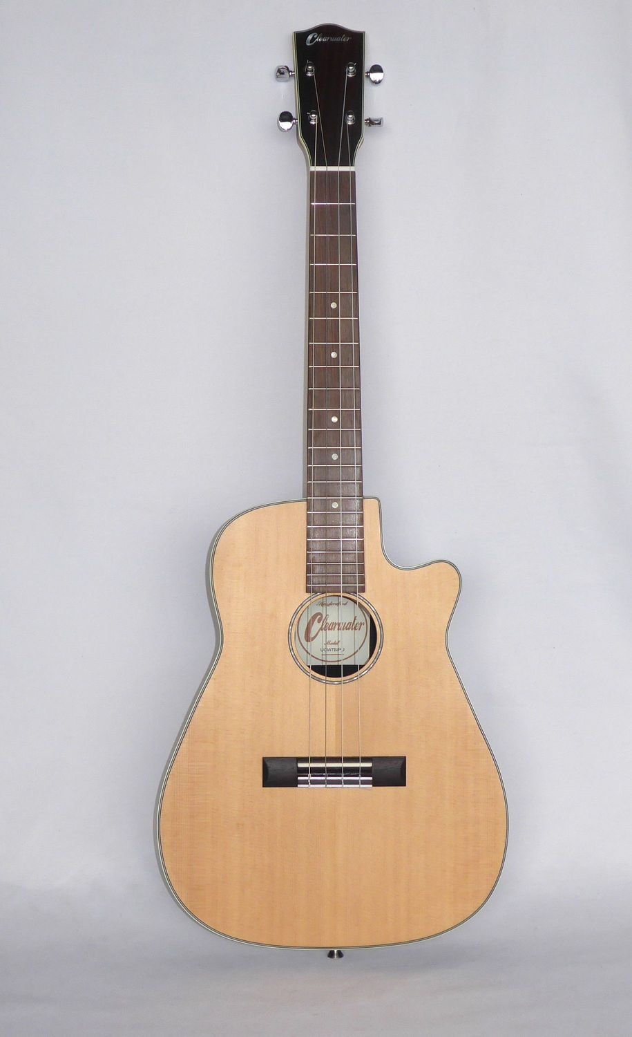Last B-STOCK BARITONE ROUND BACK ELECTRO ACOUSTIC UKULELE WITH SOLID SPRUCE TOP IN SATIN FINISH BY CLEARWATER  - MODEL UCW7BSS-B1  10% lower price than our Amazon/eBay listings - NEW STOCK IN NOW