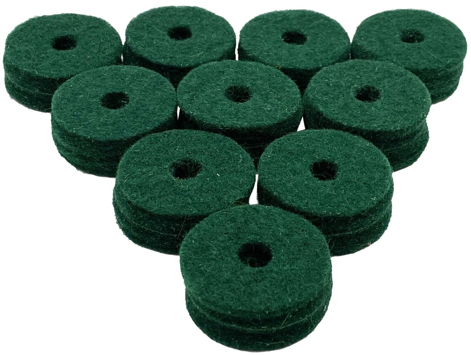 Green Wool Cymbal Felts 10 Pack 1.5 X 0.5″ by Ahead