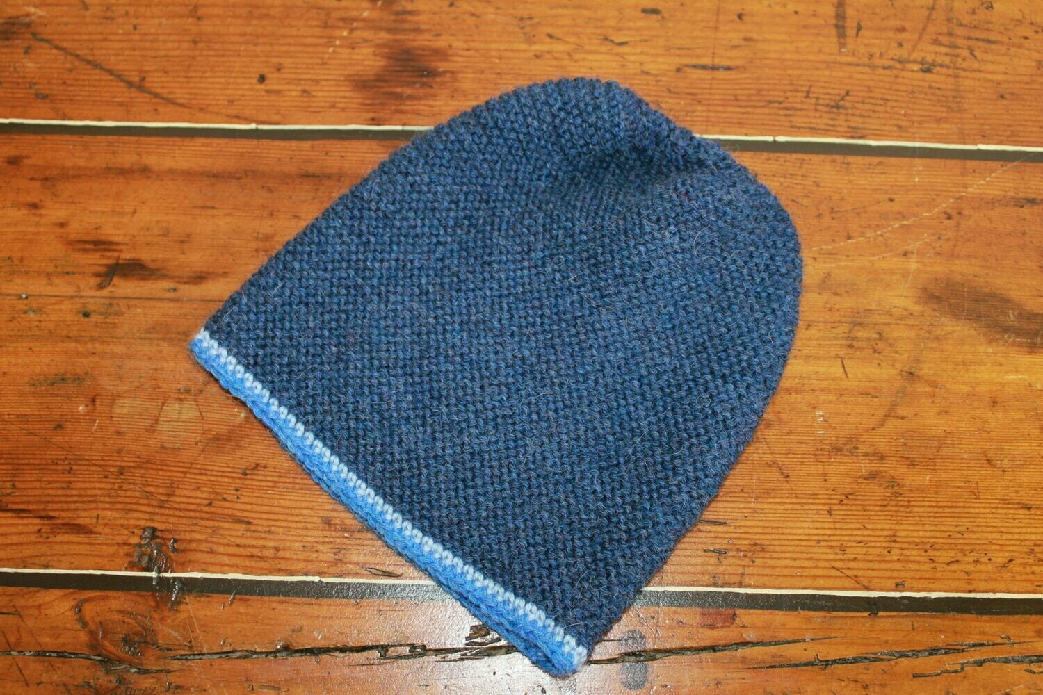 Beanie kurz "Espresso" - dunkelblau mit hellblau und blau