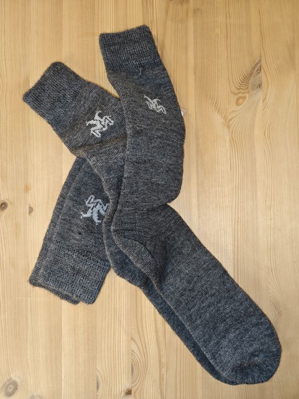 Alpakasocken dunkelgrau - dick mit Frottee