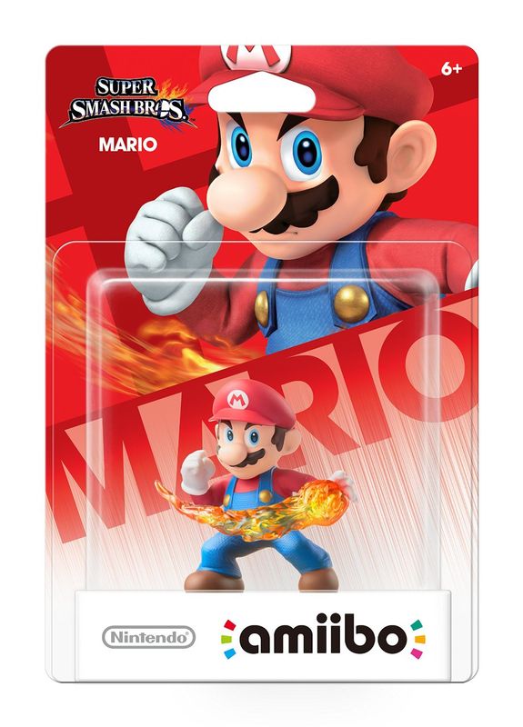 amiibo - Mario (SSB Ver.) - Super Smash Bros. Series (Black Base), North American Backing [Retail Pack] (used)