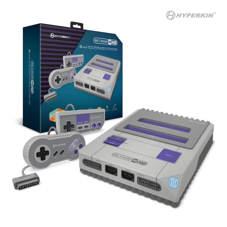 RetroN 2 HD - NES/SNES (Super Famicom) - Gray (Grey) &amp; Lavender (Hyperkin)