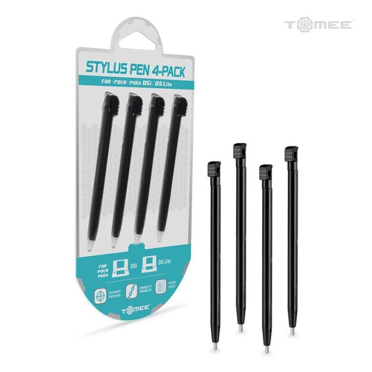 Hyperkin-Tomee Nintendo DS Lite Premium Tip Solid Handle Stylus in Black 4-Pack [Retail Pkg. / Accessory Set]