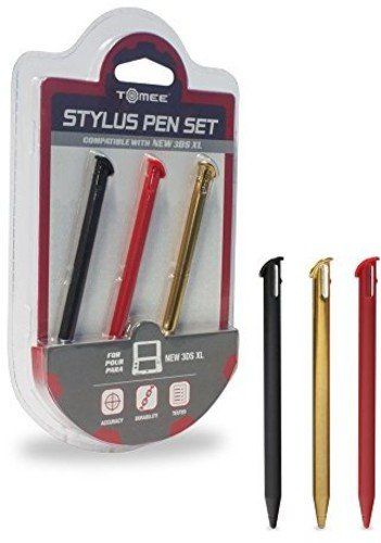 Stylus 3-Pack for New Nintendo 3DS XL (N3DS XL) - Solid Handle, Premium Tip - Assorted Colours (Tomee)