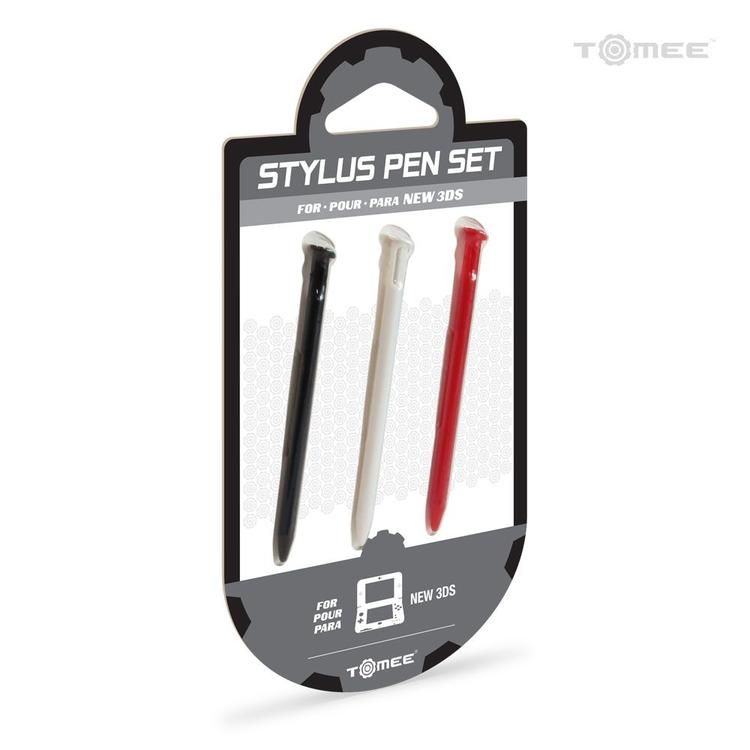 Stylus 3-Pack for New Nintendo 3DS (N3DS) - Solid Handle, Premium Tip - Assorted Colours (Tomee)
