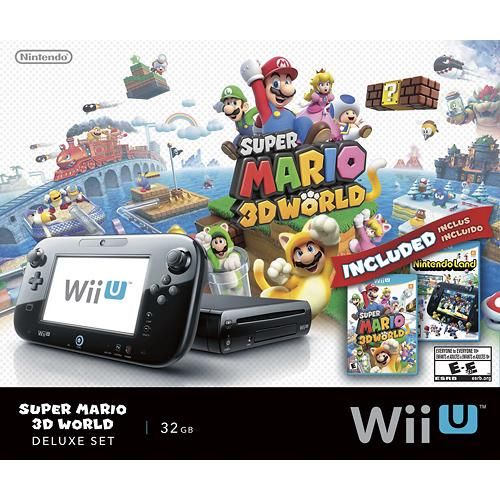 Wii U Deluxe WUP-101(02) - 32GB eMMC - Deluxe Black: Super Mario 3D World & Nintendo Land Digital Bundle [Retail Pack / Complete Set] (used)
