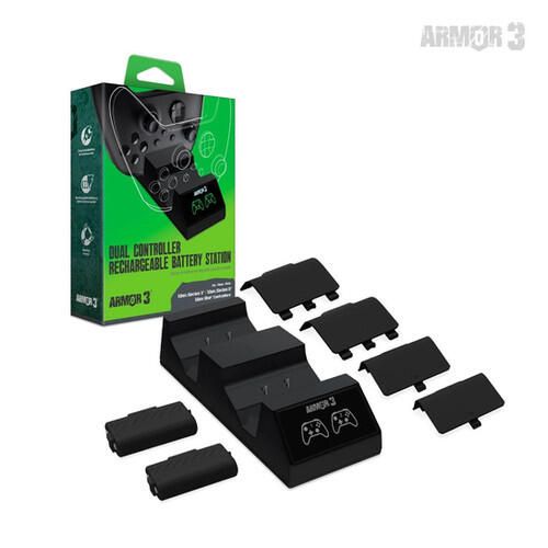 Dual Controller Rechargeable Battery Station (For Included Battery Packs x2) NOT PLAY & CHARGE COMPATIBLE - Black (Armor3)