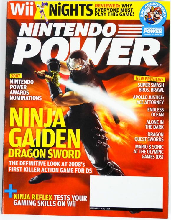Nintendo Power Vol. 224 January 2008 - Ninja Gaiden: Dragon Sword [Retail Cover] (used)