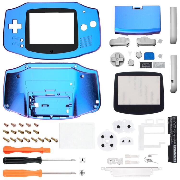 eXtremeRate Premium Complete Set for AGB-001 GBA - Chameleon Blue-Purple TAGP3001 [Retail Pack / Shell Kit Set]