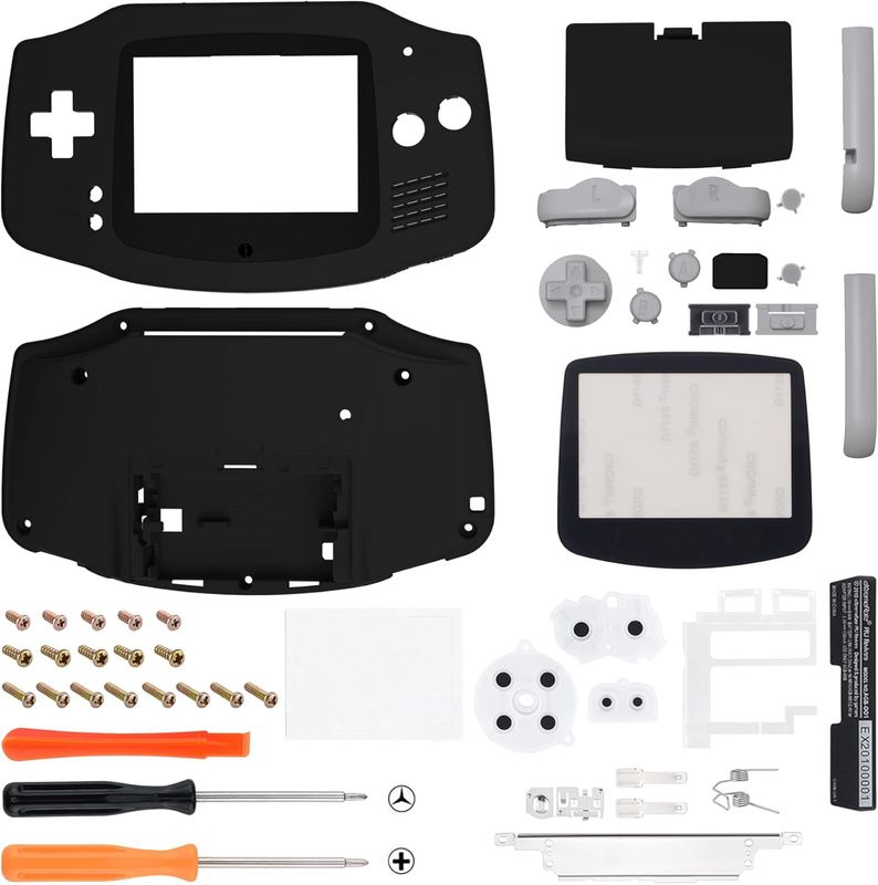 eXtremeRate Premium Complete Set for AGB-001 GBA - Black With Light Gray Buttons TAGP3013 (LAST CALL, OOP) [Retail Pack / Shell Kit Set]