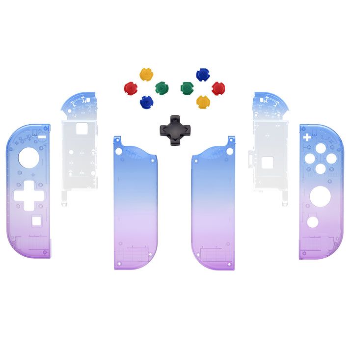 Controller Shell - Joy Con Premium Replacement Shell - Left D-Pad Transparent "Bluebell" Purple-Blue Gradient, SFC Coloured Buttons JZP317WS (eXtremeRate)