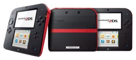 Nintendo 2DS ("O2DS") FTR-001 - Crimson Red (Red Accents on Black) [Retail Pack / Complete Set] (used)
