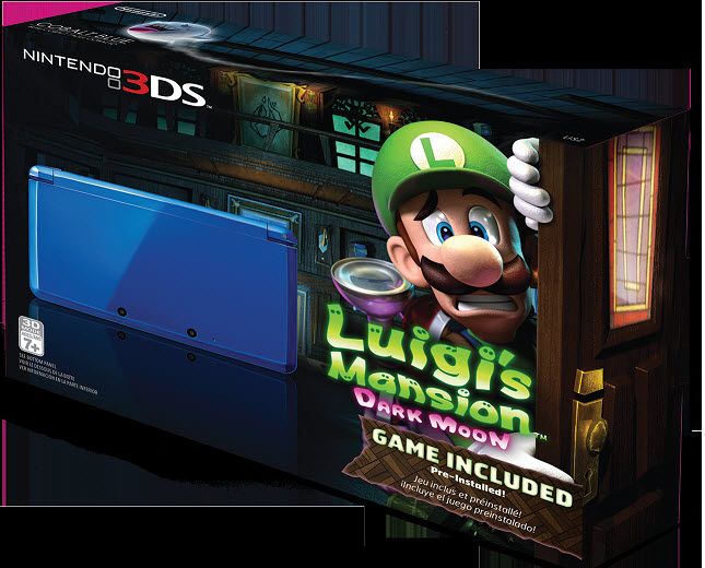 Nintendo 3DS ("O3DS") CTR-001 - Cobalt Blue: Luigi's Mansion: Dark Moon Pre-Installed Bundle [Retail Pack / Complete Set] (used)
