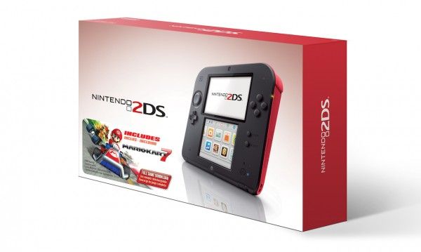 Nintendo 2DS ("O2DS") FTR-001 - Crimson Red (Red Accents on Black): Transferable Digital Bundle: MK7 [Retail Pack / Complete Set]