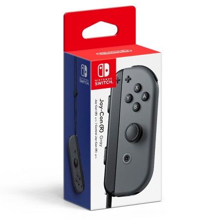 Controller for Switch - Official Right Joy Con HAC-016 & Wrist Strap HAC-014 - Gray (Grey) (Nintendo) [Retail Pack / Complete Set]
