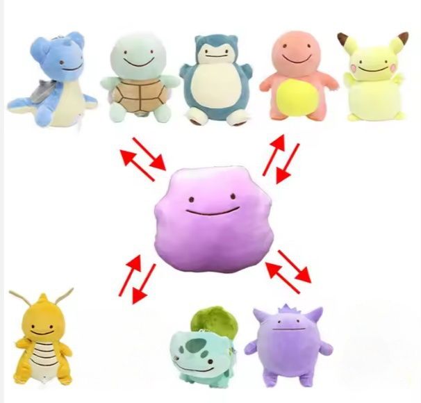 Pokémon - Ditto to Squirtle Reversible Plush  5"