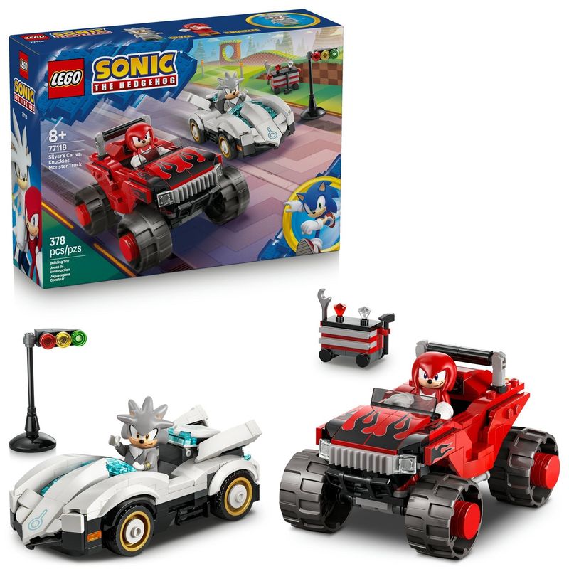 LEGO Sonic the Hedgehog – Silver's Car vs. Knuckles' Monster Truck 77118 378pcs Ages 8+