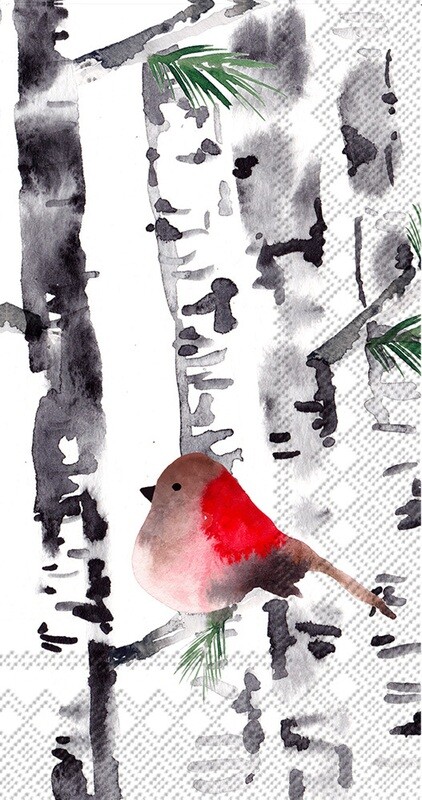 Christmas bird in birch lunch napkins
