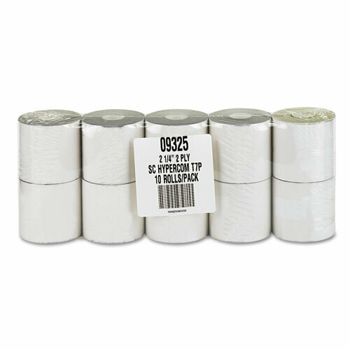 Iconex Impact Printing Carbonless Paper Rolls, 2.25&quot; x 70 ft, White/Canary, 10/Pack