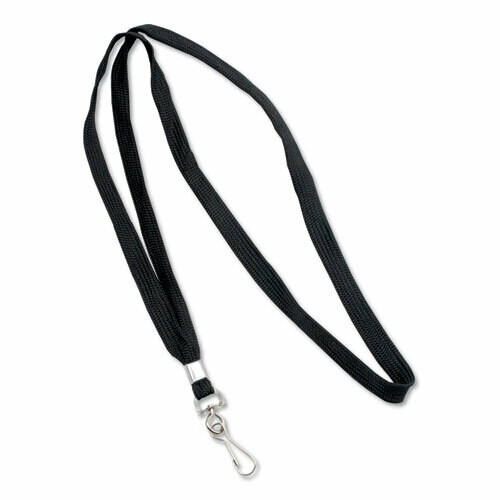 Advantus Deluxe Lanyards, J-Hook Style, 36&quot; Long, Black, 24/Box
