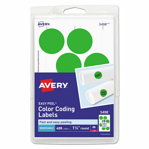 Avery Laser Color Coding Labels, 1 1/4" Dia., Neon Green, 400/Pack