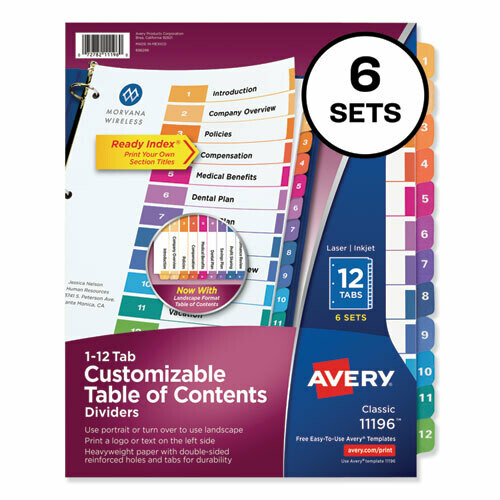 Avery Customizable Table Of Contents Dividers - 12 Tabs