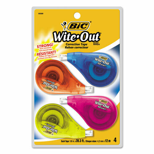BIC Wite-Out EZ Correct Correction Tape, White, 4/Pack