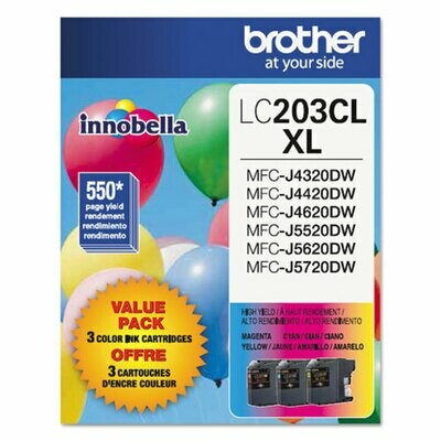 Brother LC 203XL Color Combination Ink Cartridges, High Yield