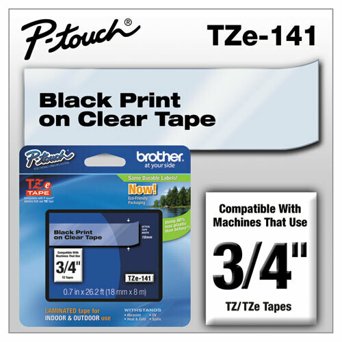 Brother TZe 141 Label 3/4&quot; - Black Print On Clear Tape