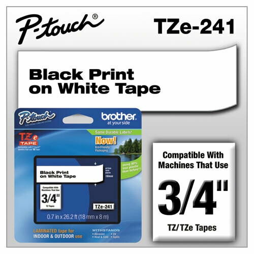 Brother TZe 241 Label 3/4&quot; - Black Print On White Tape